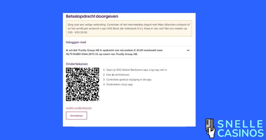 Stap 5 Trustly deposit